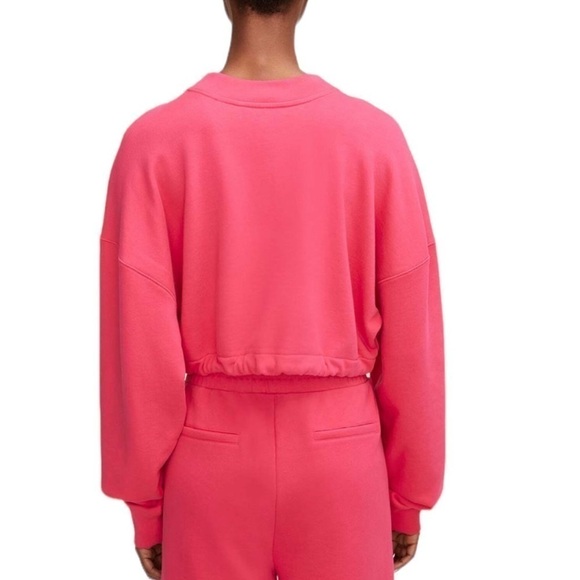 Rebecca Taylor Crop Sweatshirt Drawstring Hem Women Pima Cotton NWT - Picture 2 of 10